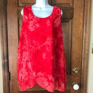 H by Halston Red w/Pink Abstract Print Tank Size X-Large